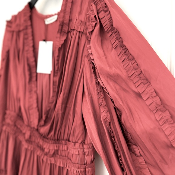 NWT Ulla Johnson Amara Dress, long sleeve, knee length, size 8 in Dessert Rose - Picture 4 of 5